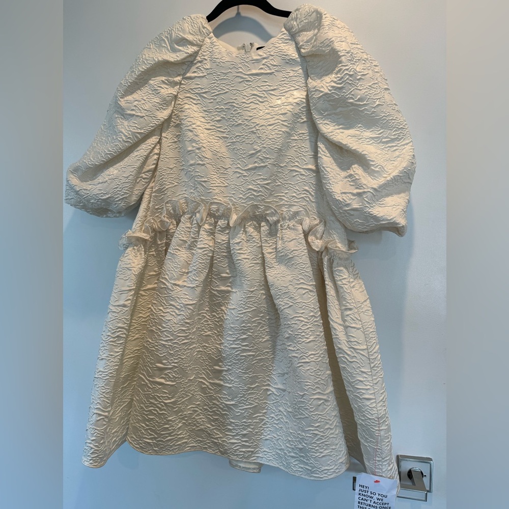 ASOS EDITION textured mini dress with ruffle detail in ivory - new with tags